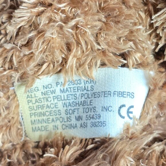 Vintage Stuffed Plush Bear w/ Burgundy Bow 17" x 13" - Picture 5 of 5